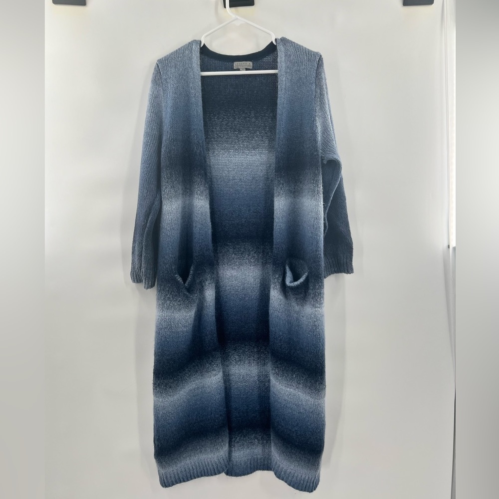 Joseph A. Blue long line duster cardigan long sleeve size M